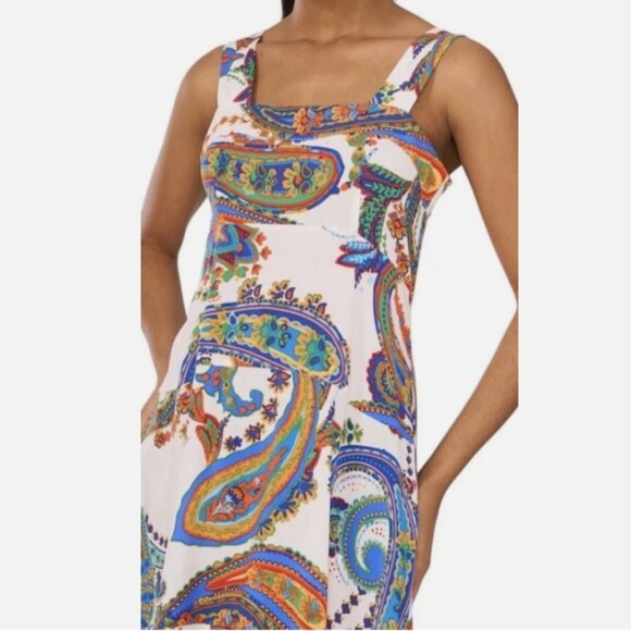 1. State Womens Medium Maxi Dress White Paisley Sleeveless Casual Weekend Ready - Picture 5 of 6